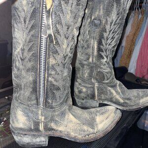 Women's Old Gringo "Razz" Zip-Up Cowboy Boots Grey/Black Size 9. Never worn.
